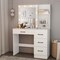 Costway Makeup Vanity Desk with Mirror and Lights Charging Station 3-Color LED Lights White/Black